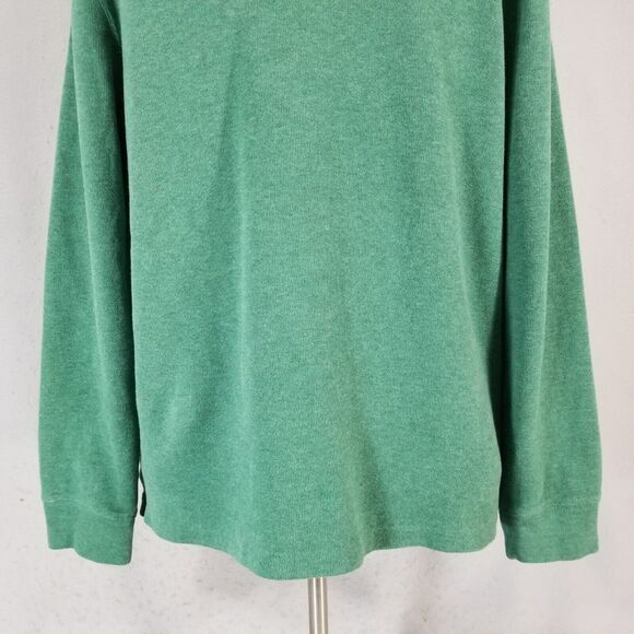 Polo Ralph Lauren sweater men's large green cotton pullover 1/4 zip heavy winter - Picture 8 of 9